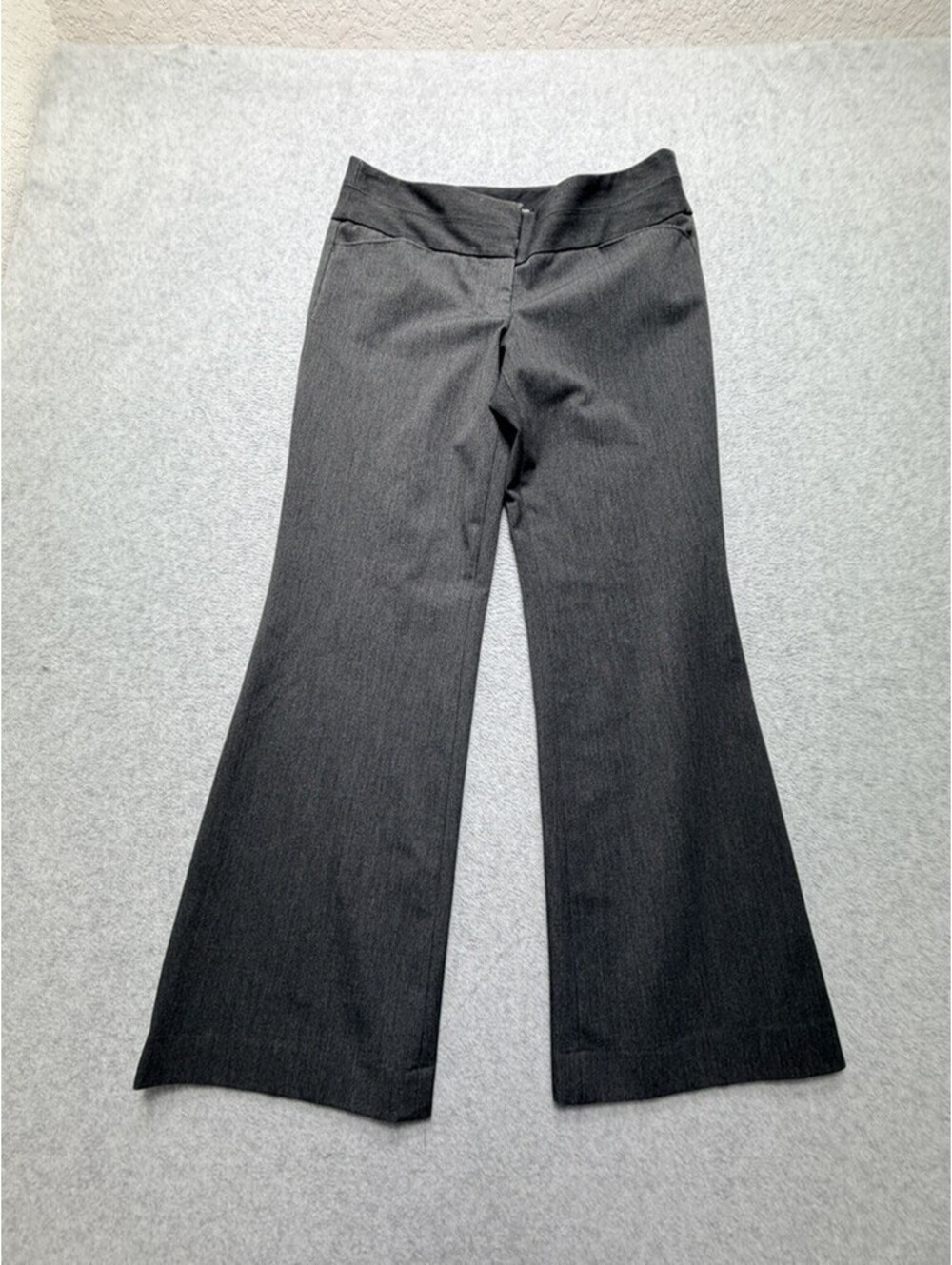 Express Womens Flare Dress Pants 32x30 Gray Career Stretch Hidden Closure